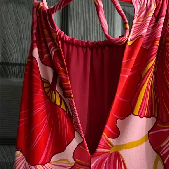Vibrant Pink and Red Floral Maxi Dress Trina Turk - Picture 4 of 8
